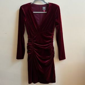 Maroon velvet Vince Camuto dress